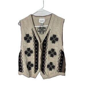 Vintage ‘01 Christopher & Banks Hand Embroidered Button Knit Sweater Vest Sz L